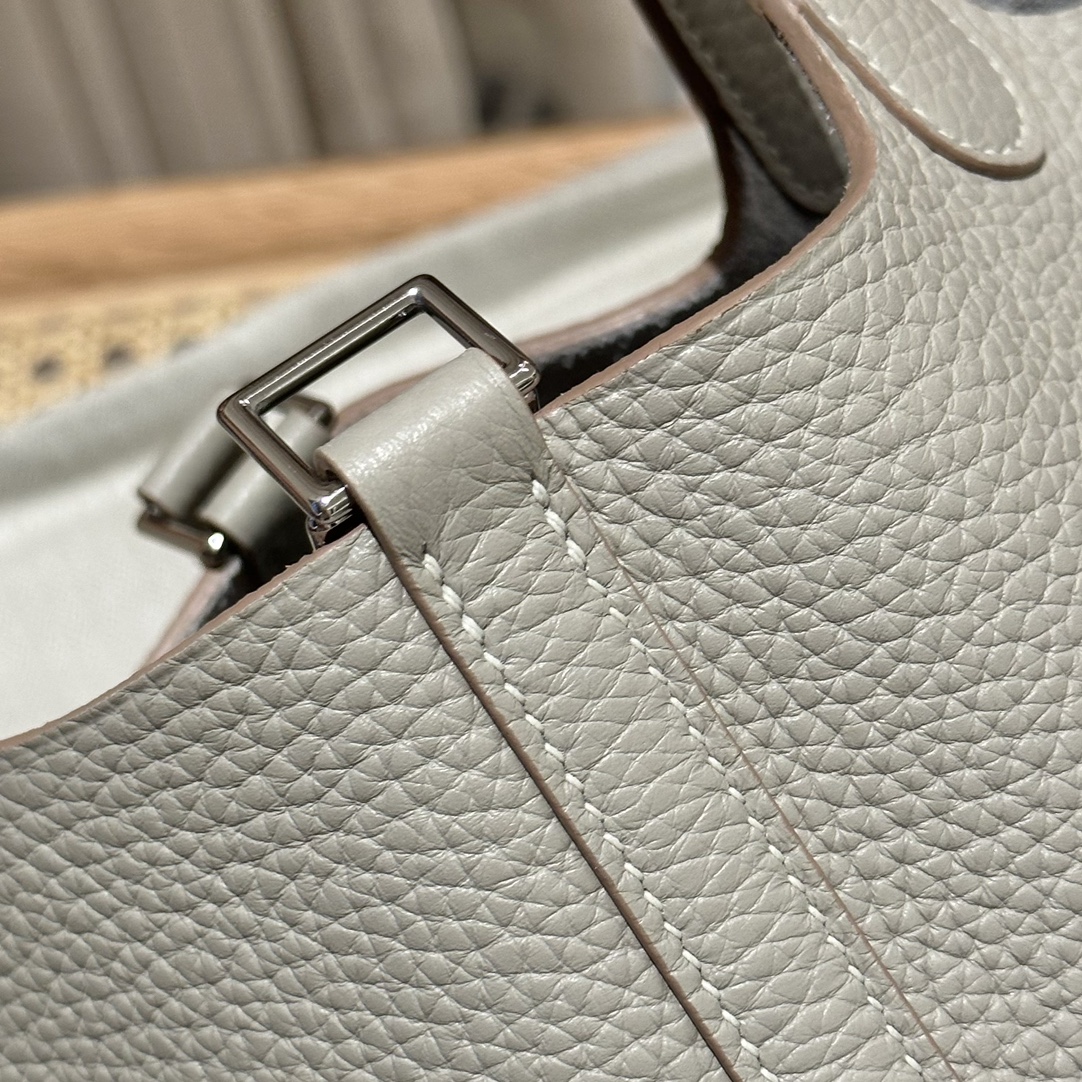 Hermes Picotin Lock 18 Bag In Pearl Grey Clemence Leather